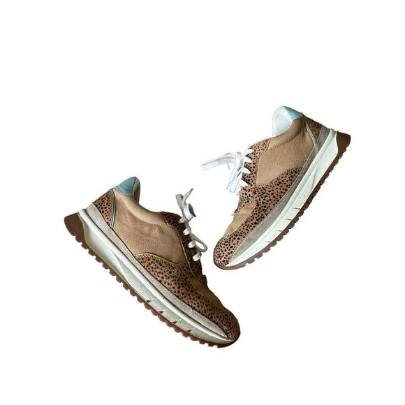 Madewell Kickoff Trainer Sneakers Spot Dot Calf Hair and Nubuck size 9.5 Tan Blu - Picture 2 of 10
